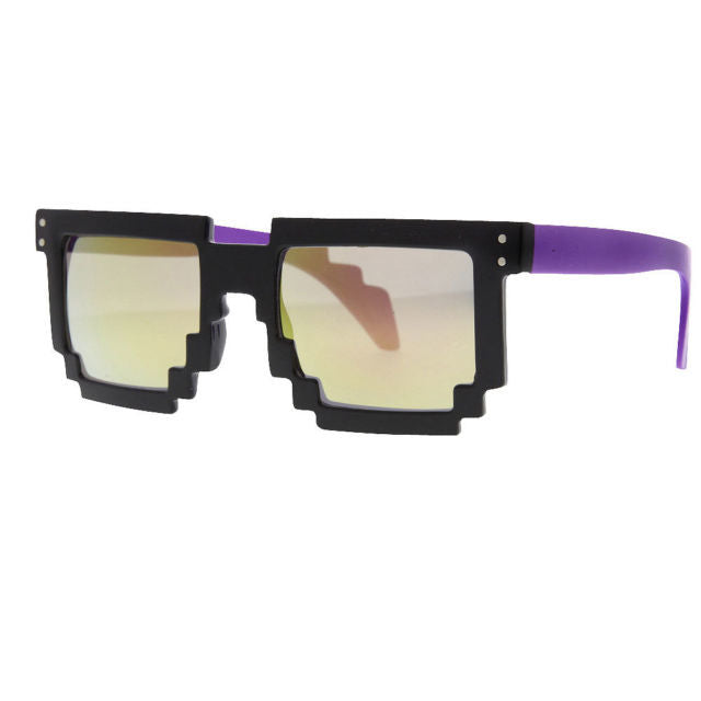 Mirrored Pixel 8 Bit Sunglasses Rave Fun Party Sunnies Retro Pixelated Geek - grinderPUNCH