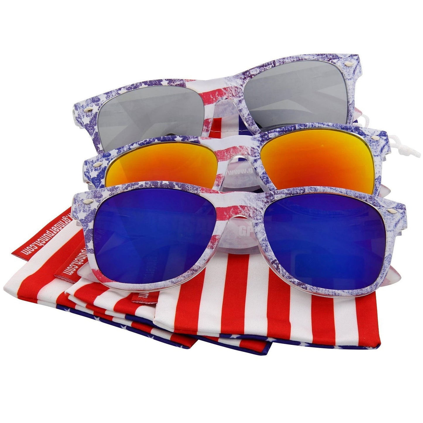 grinderPUNCH Arctic Denim American Flag Mirrored Lens Sunglasses