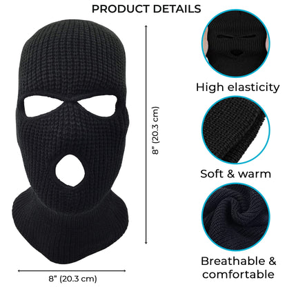 3 Hole Knitted Full Face Ski Mask Winter Balaclava Face Cover for Outdoor Sports