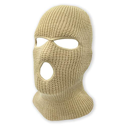 3 Hole Knitted Full Face Ski Mask Winter Balaclava Face Cover for Outdoor Sports